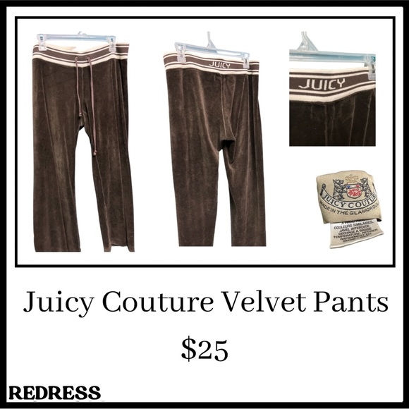 Juicy Couture Pants - Juicy Couture Velvet Brown Coffee Pants With Tie Waistband